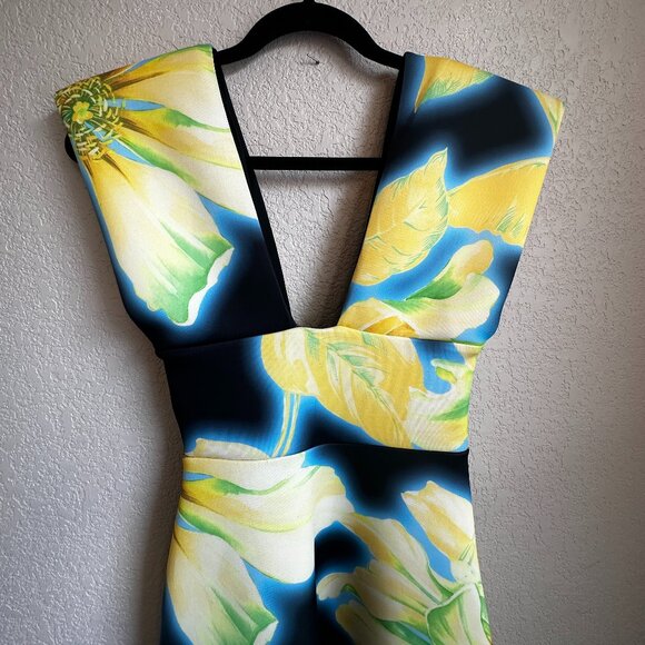 NWT ASOS DESIGN High-Low Plunge Maxi Dress in Bold Floral Print - Picture 12 of 16